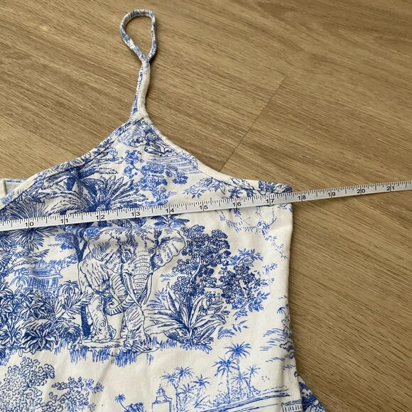 H&M Womens Patterned Bodysuit Sleeveless Spaghetti Strap White Blue Size XL - Picture 7 of 8